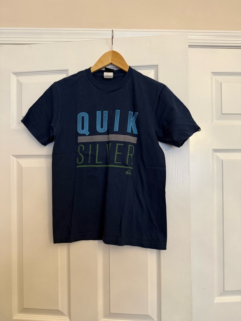 Quiksilver Navy Crewneck Tag-Front Tee